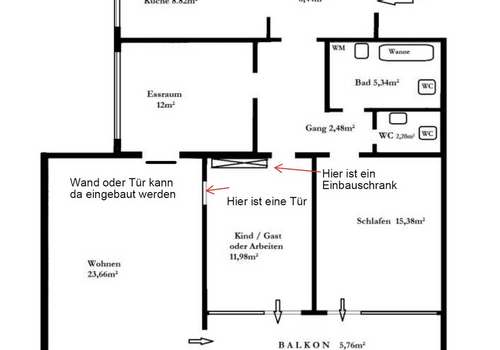 Grundriss mit Erklärungen