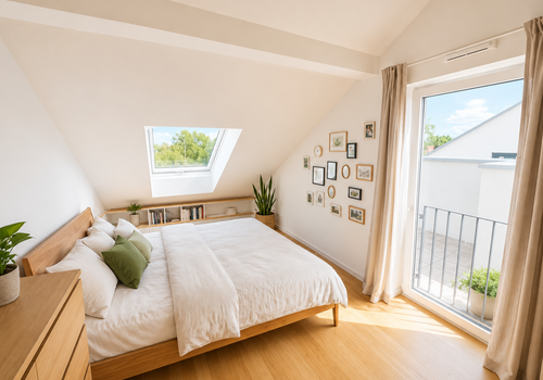 Blick in das Schlafzimmer