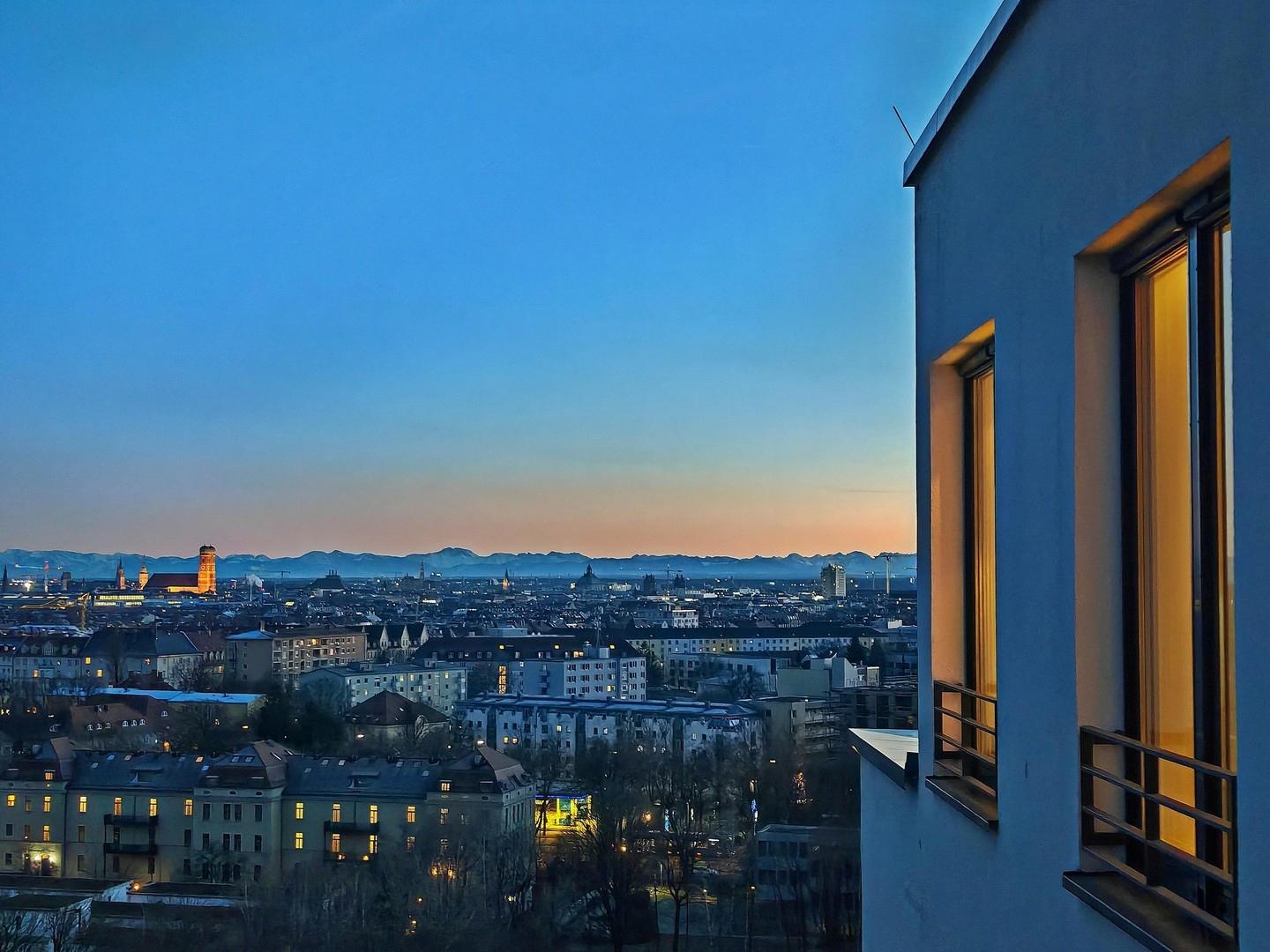 Blick aus Schlafzimmer Abend