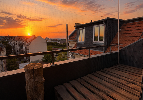 Balkon bei Sonnenuntergang