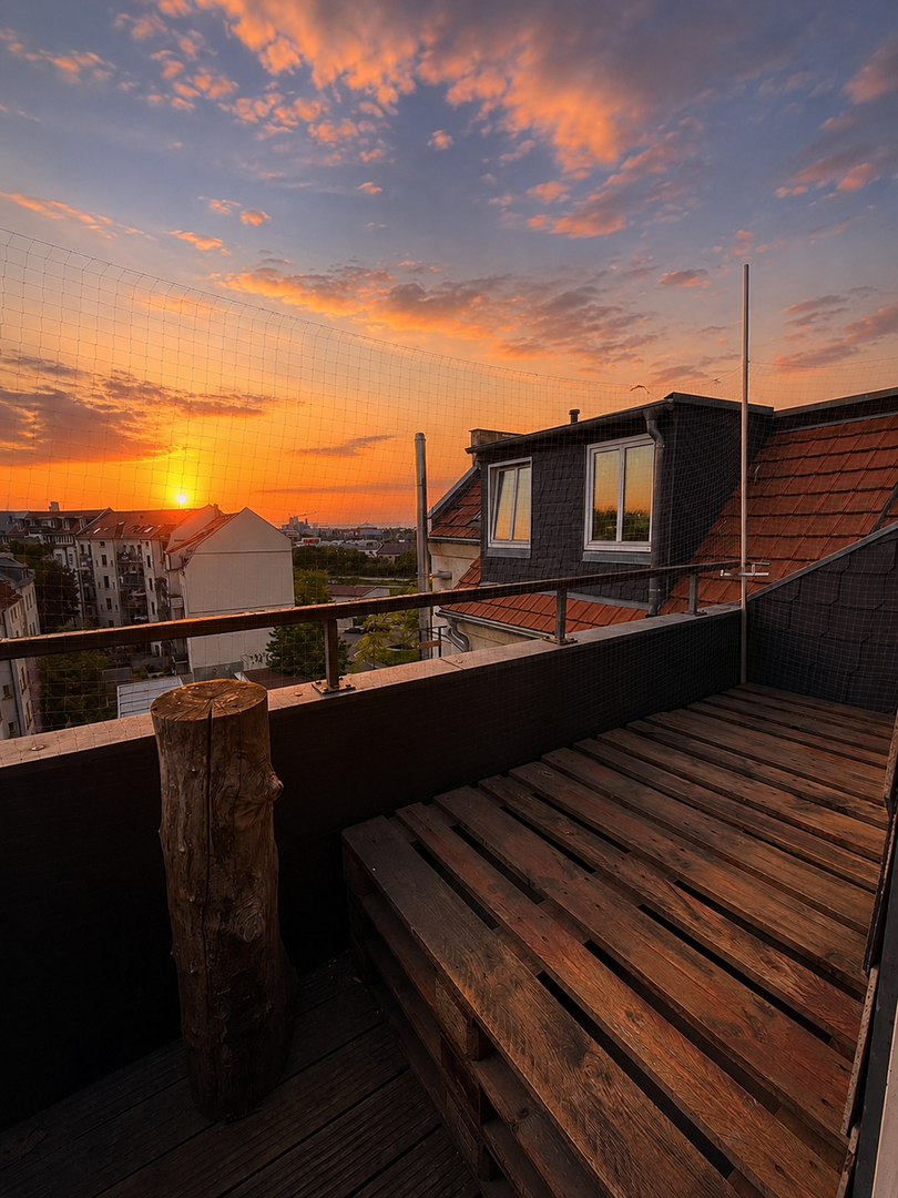 Balkon bei Sonnenuntergang