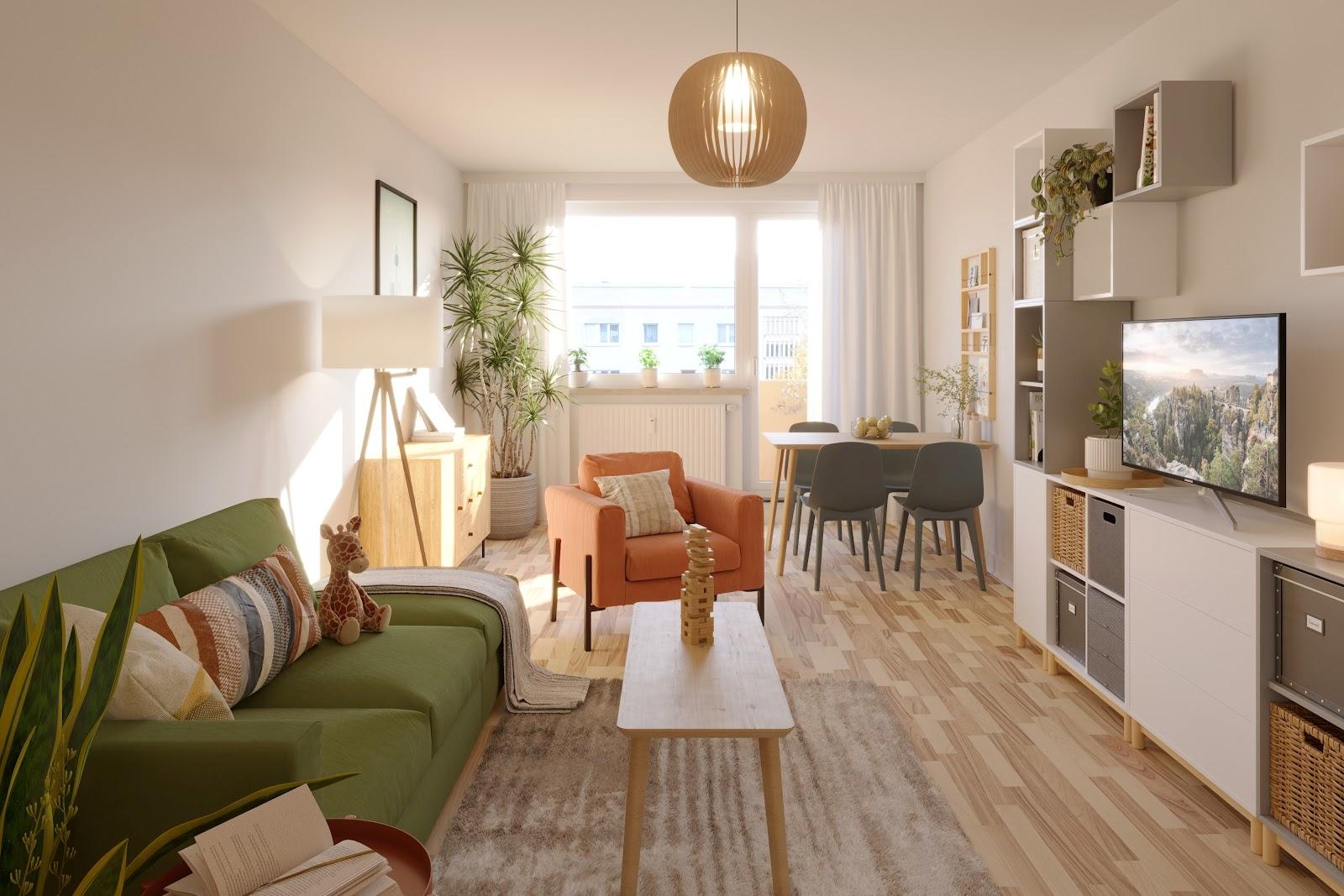 Musterbild zeigt ein modern eingerichtetes Wohnzimmer