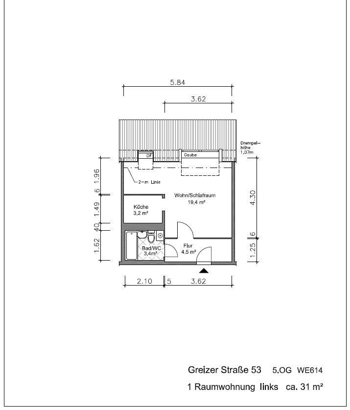 Grundriss mit Maßen