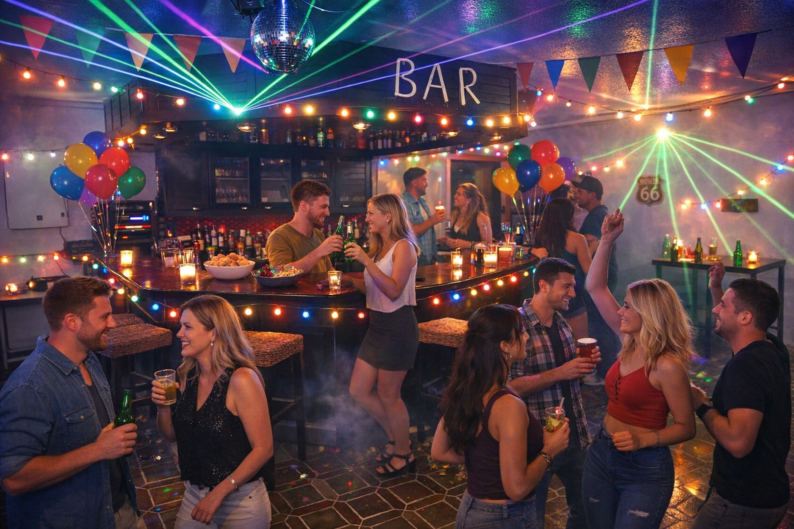 Bar mit KI-Menschen 