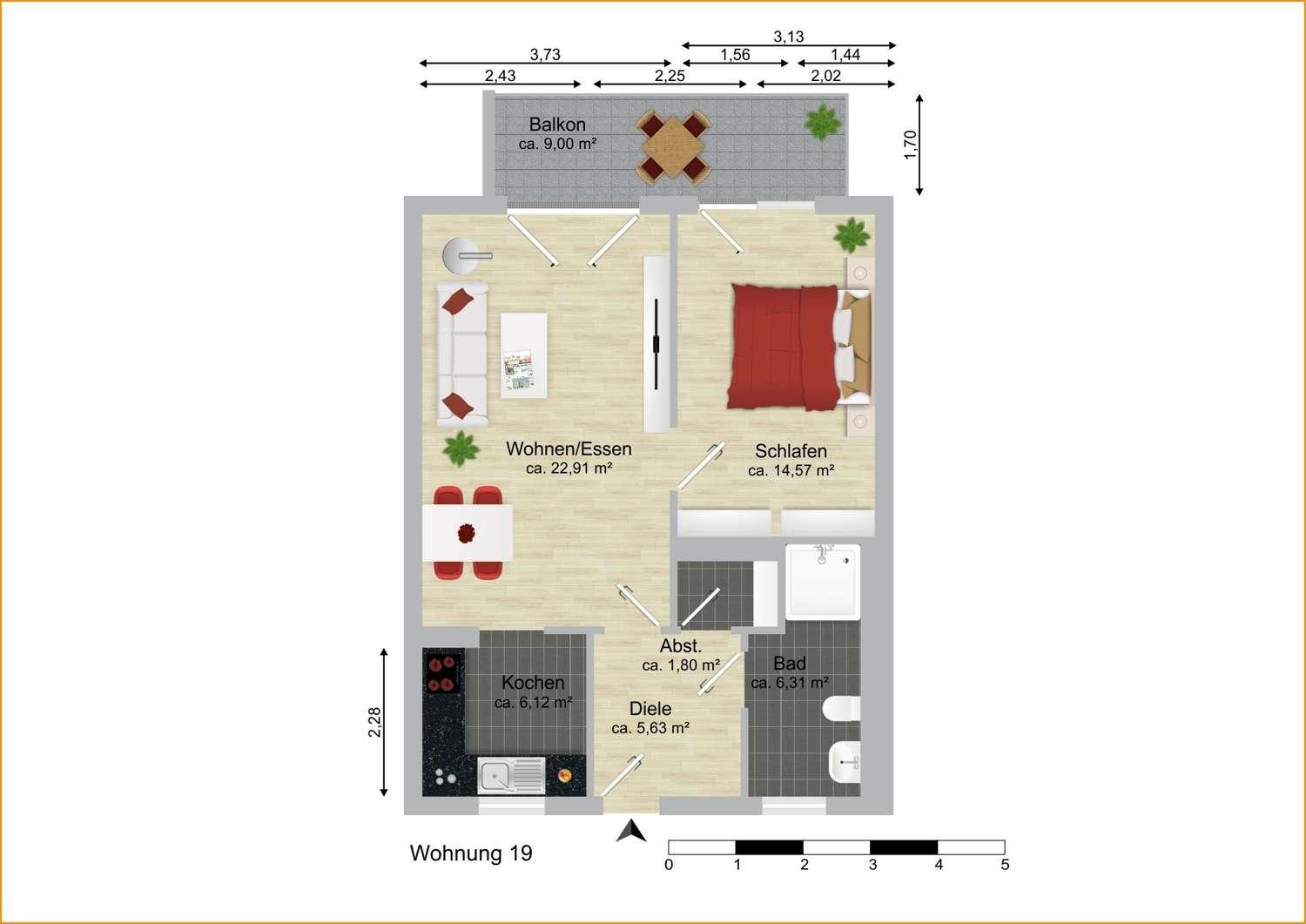 Beispiel Grundriss Wohnung 3/11/19