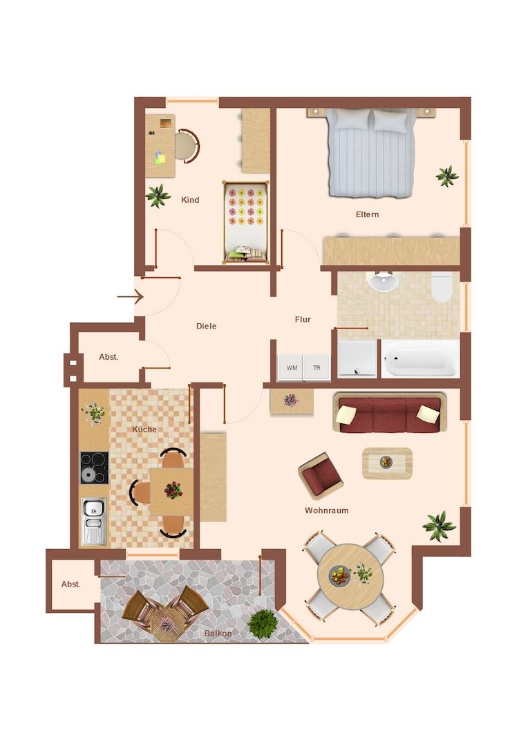 Grundriss Wohnung 1. OG