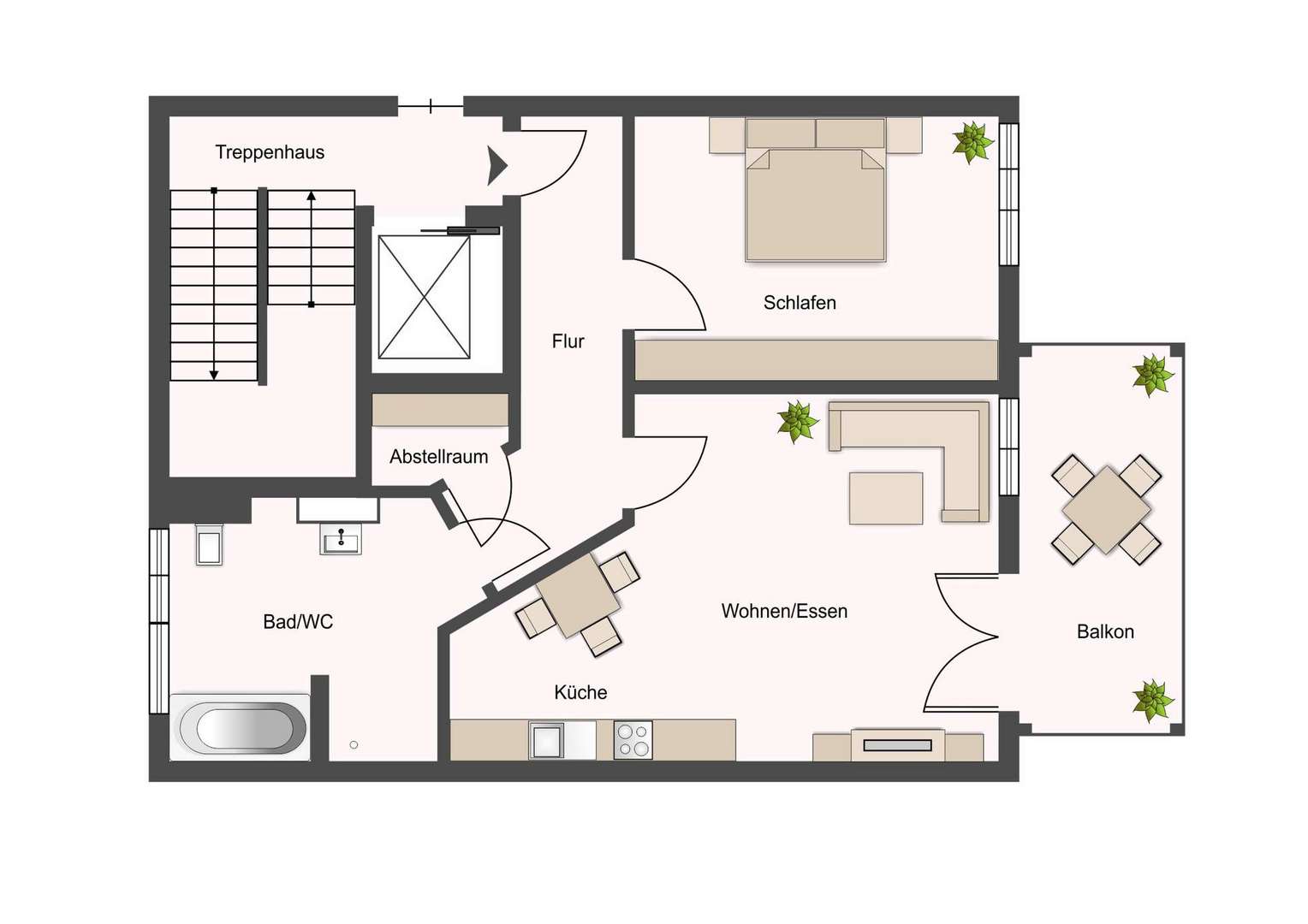 Grundriss - ca. 77 qm Wfl.