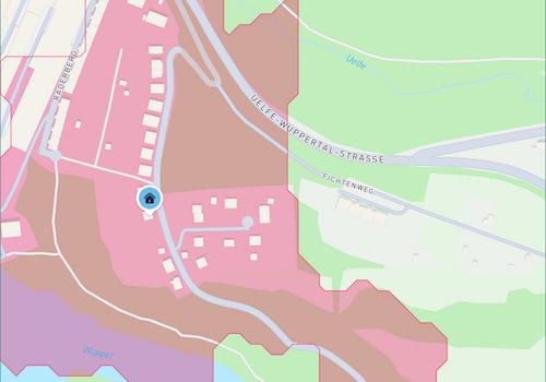Lageplan mit Kartenausschnitt Bergstraße 14 42477 Radevormwald