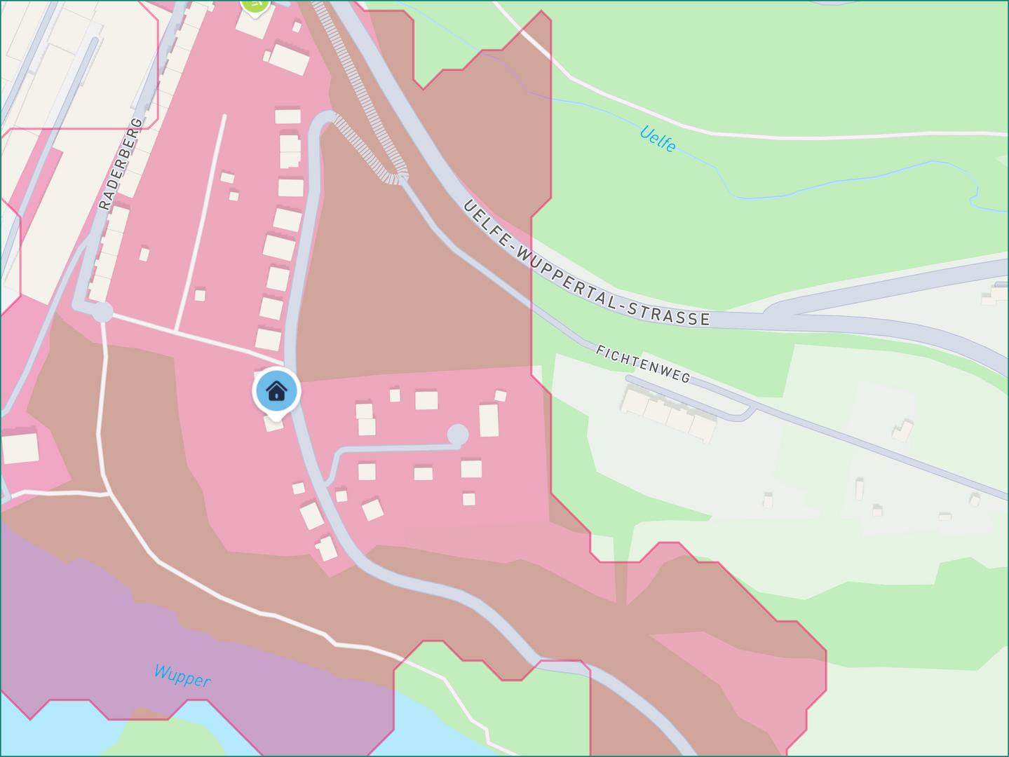 Lageplan mit Kartenausschnitt Bergstraße 14 42477 Radevormwald