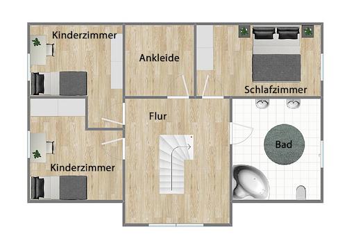 Grundriss Obergeschoss (nicht maßstabsgetreu)