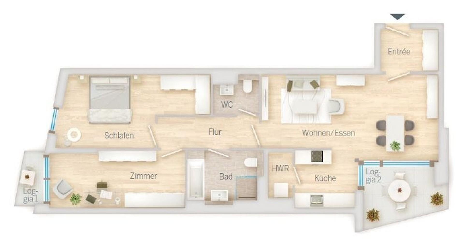 Grundriss Wohnung 2 OG