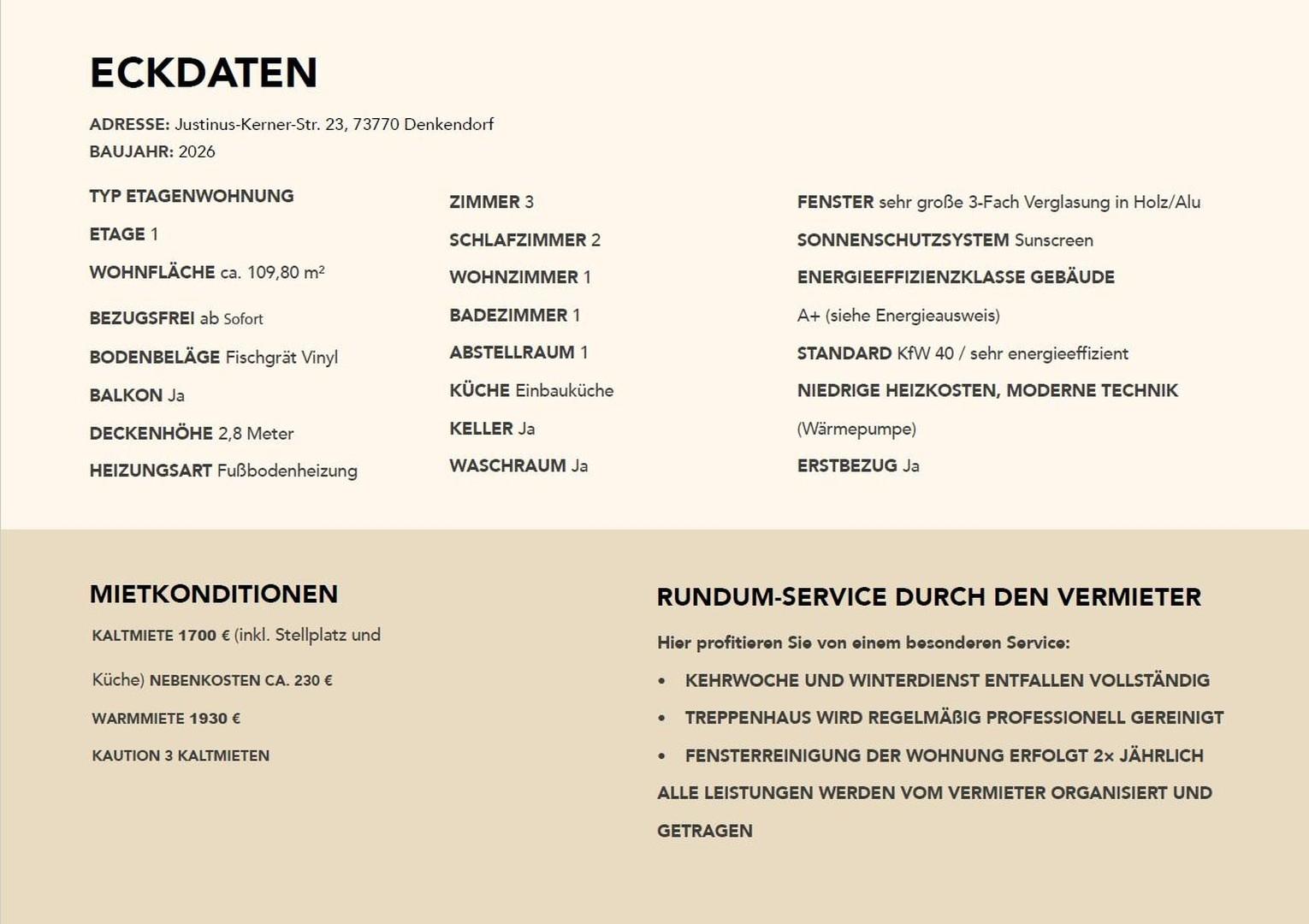 Eckdaten & Inklusivleistungen
