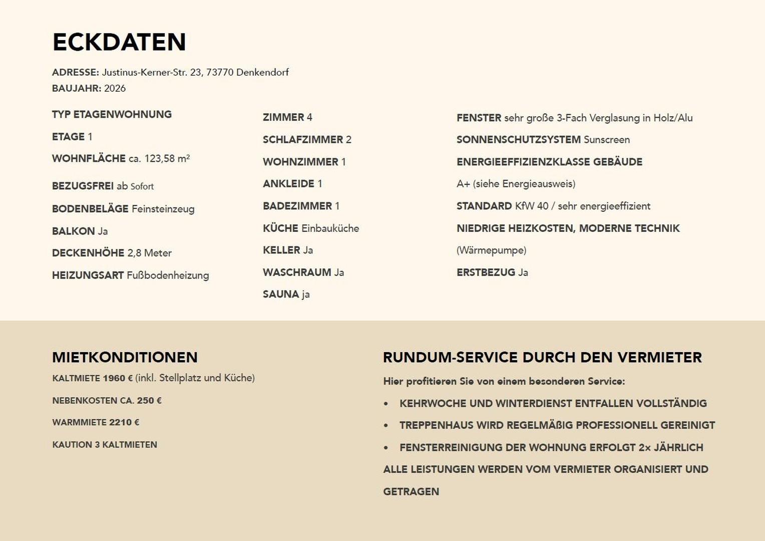 Eckdaten & Inklusivleistungen