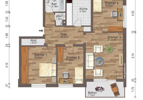Grundriss_4 Raum_ETW