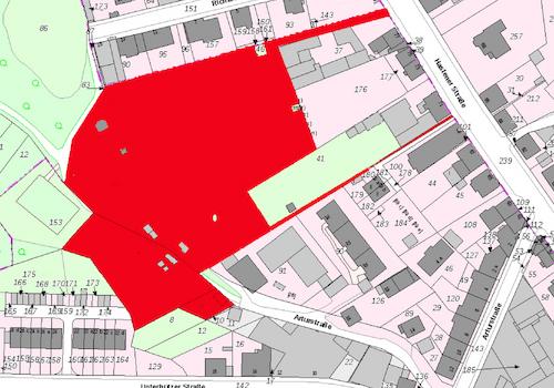 Lageplan mit Markierung Verkaufsgrundstück