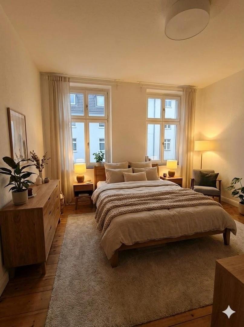 Schlafzimmer (KI möbeliert)