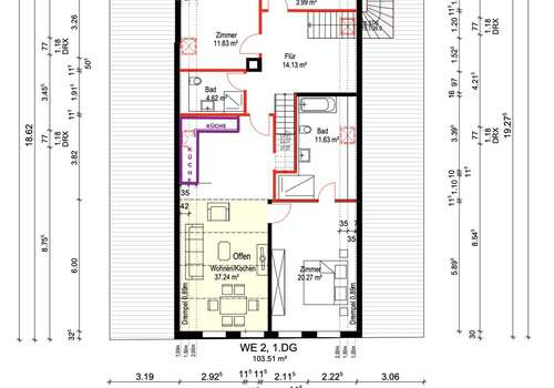 Grundriss WE 2, 1. DG