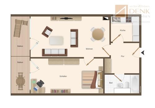 Grundrissplan visuell als 2D Ansicht aufbereitet