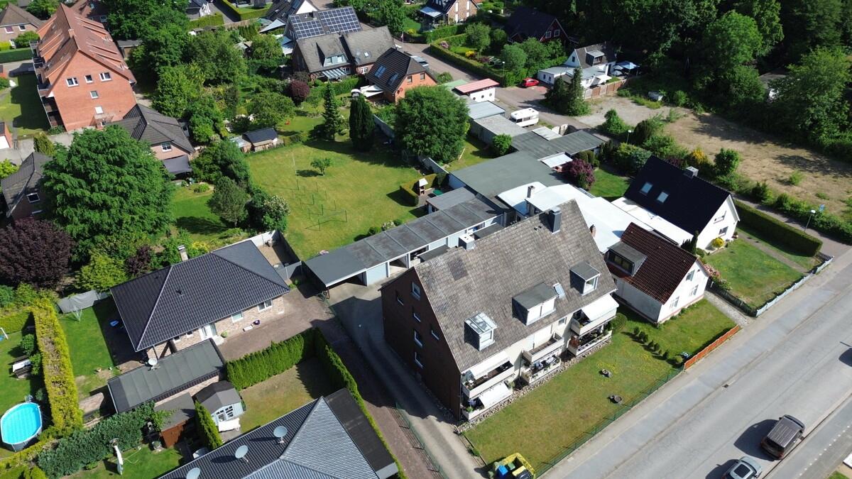 Ansicht von oben mit Garten