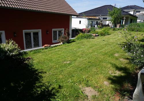 Rasenfläche hinter dem Haus
