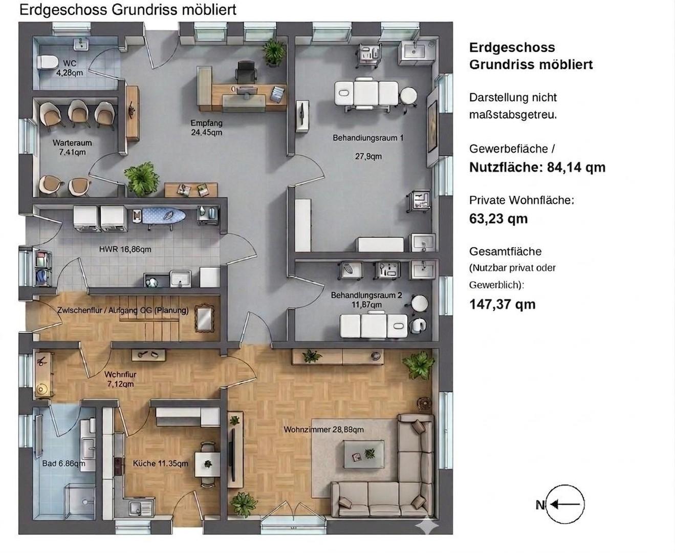 Grundriss EG illustriert