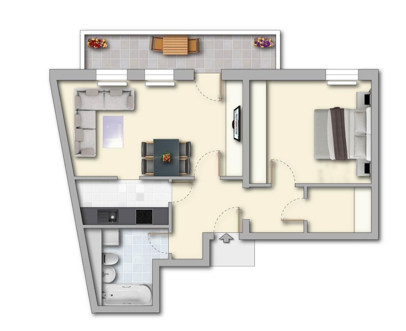 Grundriss mit Möblierung