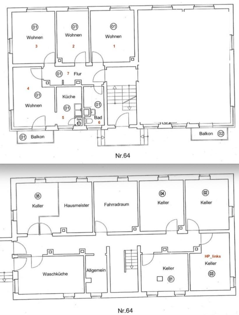 Grundriss Wohnung und Keller