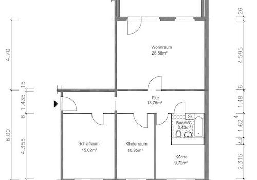 Grundriss mit Maßangaben
