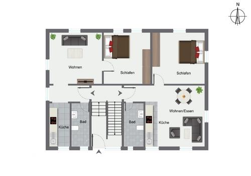 Hochparterre Wohnung 1 u 2 