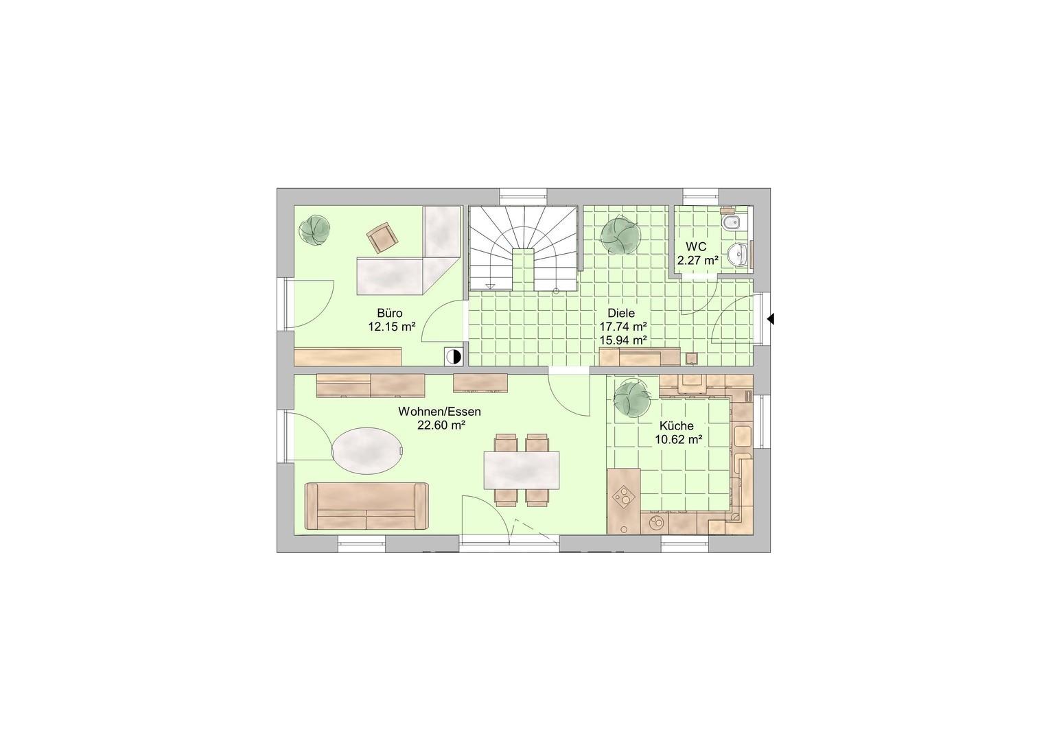 Grundriss Haus Satteldach EG
