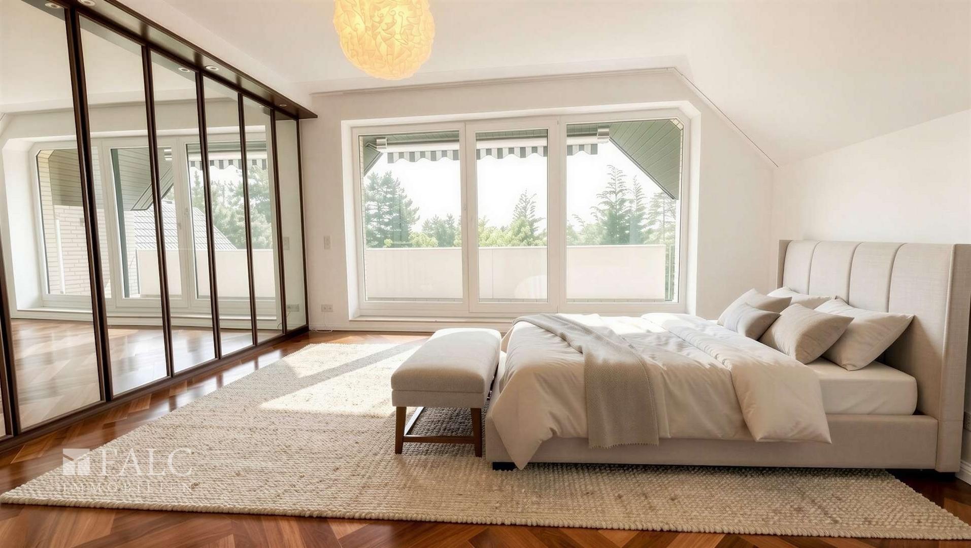 Schlafzimmer mit Balkon - (KI generiert)