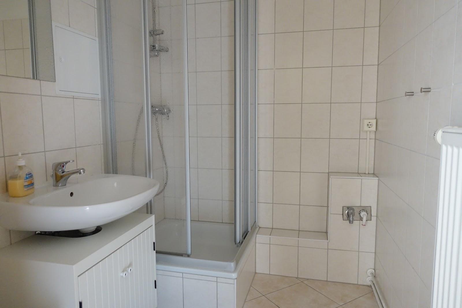 Bad mit Dusche und Waschmaschinenanschluss