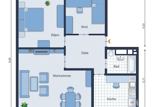 Grundriss 1.OG - Wohnung 3