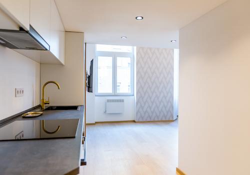 Detail einer Wohnung mit Küche