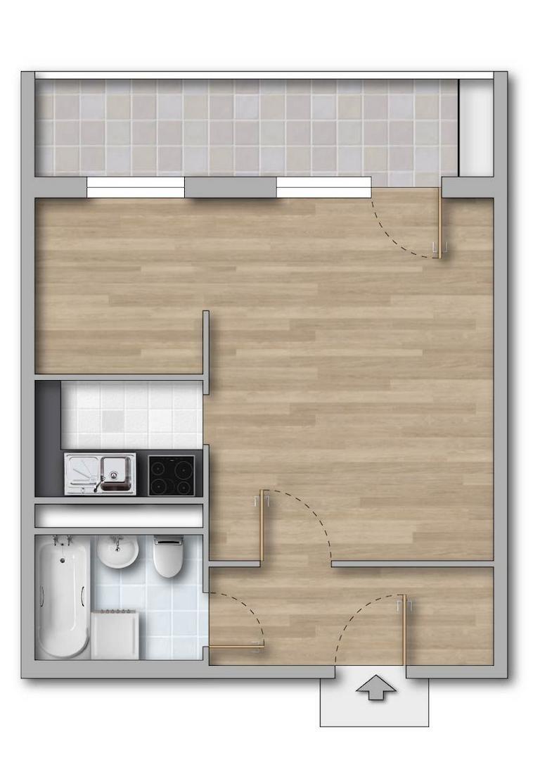 1-RWE 36qm mit Balkon