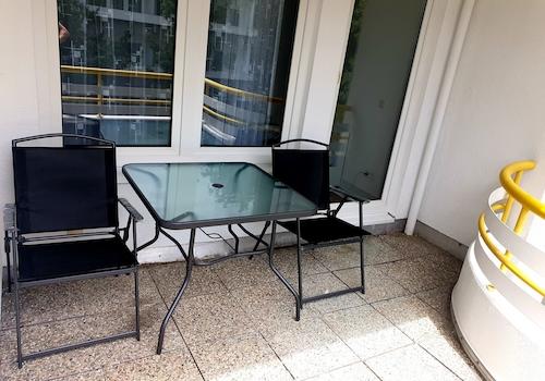 Balkon Edelstahl-Tisch + Stühl