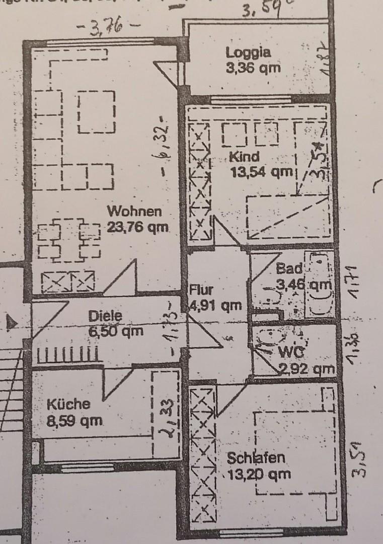 Grundriss mit Maßen