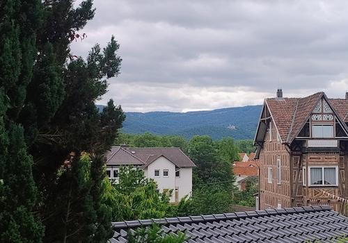 Blick vom Balkon auf Burg