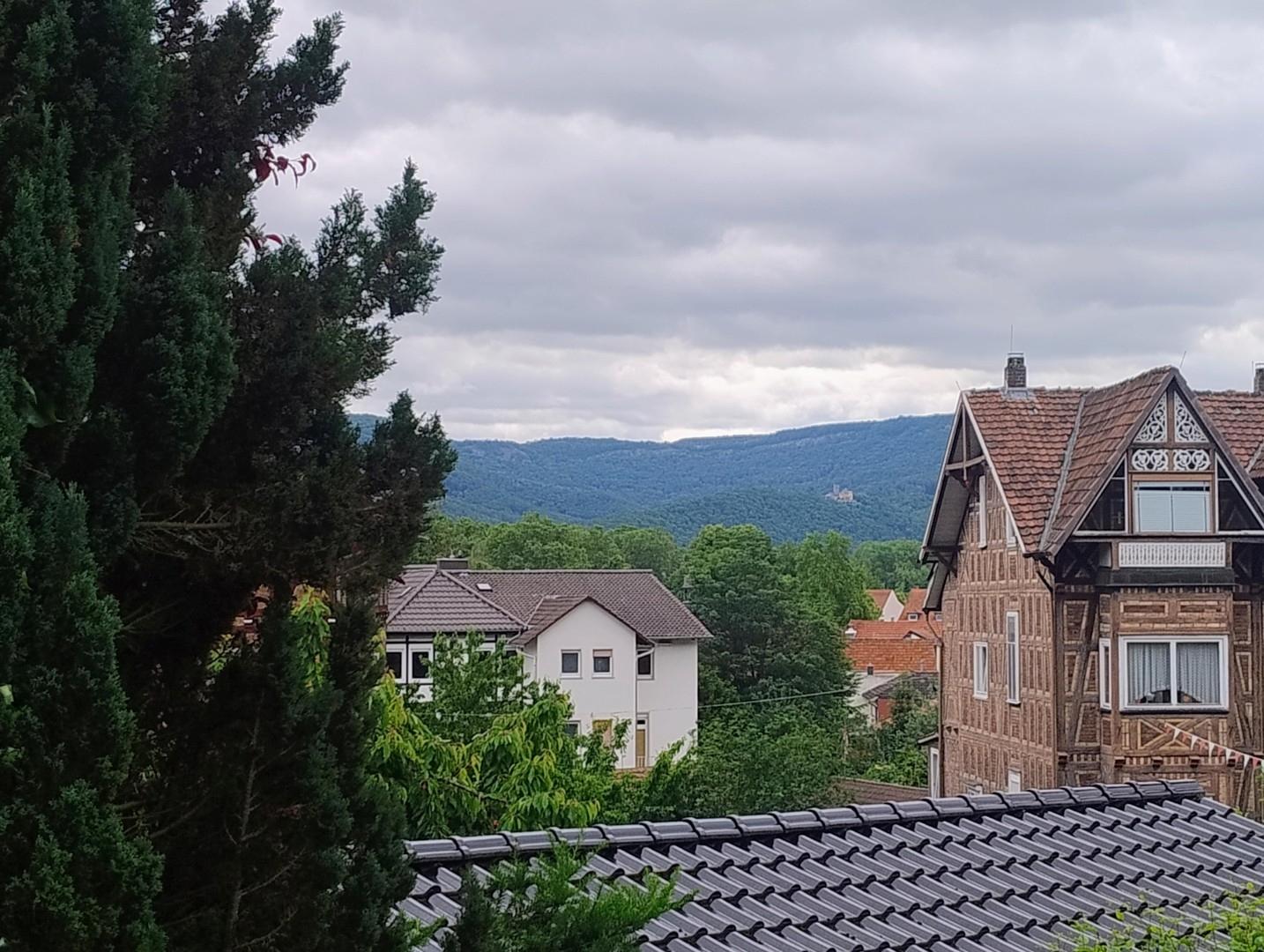 Blick vom Balkon auf Burg