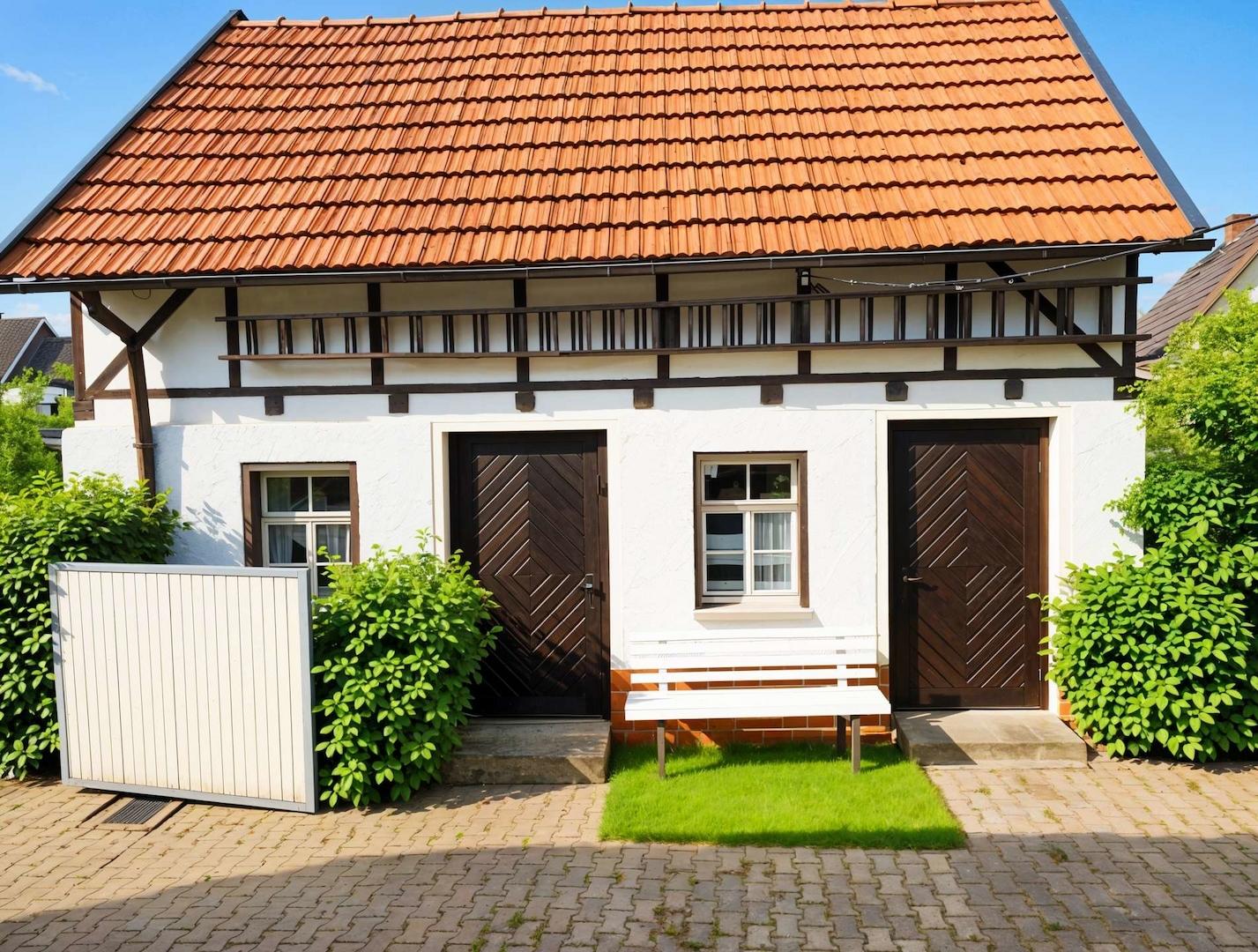 Blick auf das südliche Nebengebäude