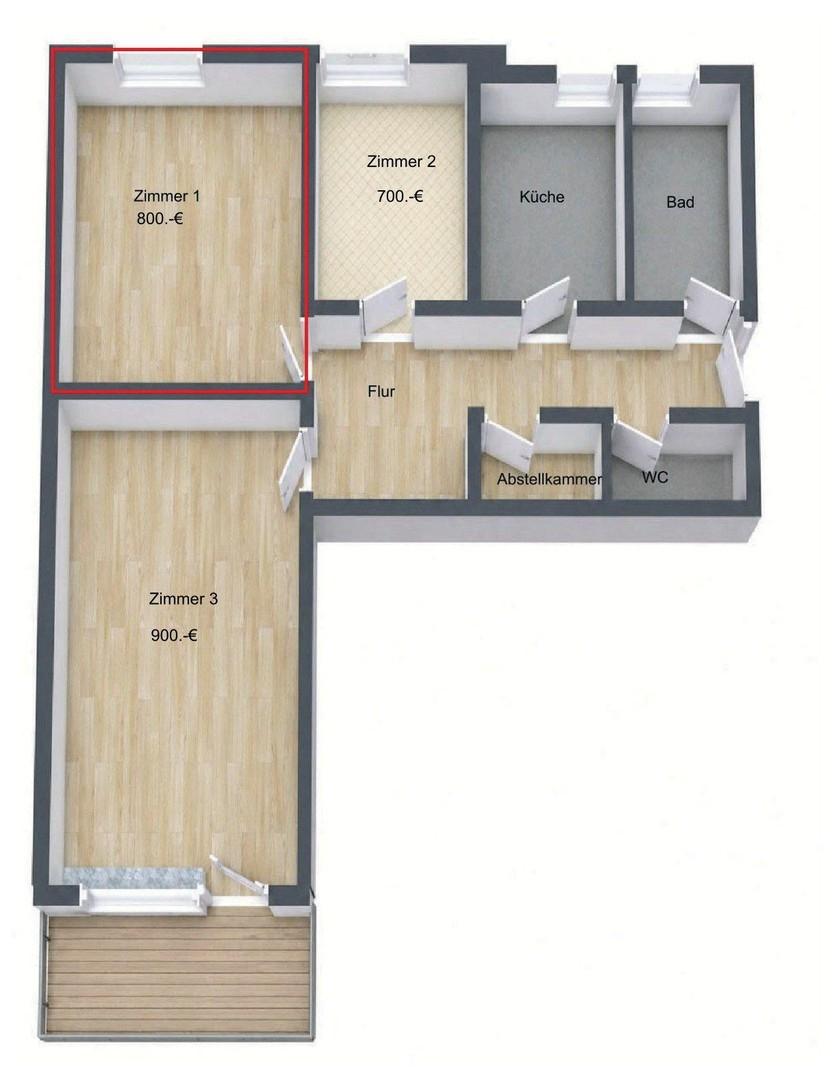 Grundriss Wohnung mit Zimmer