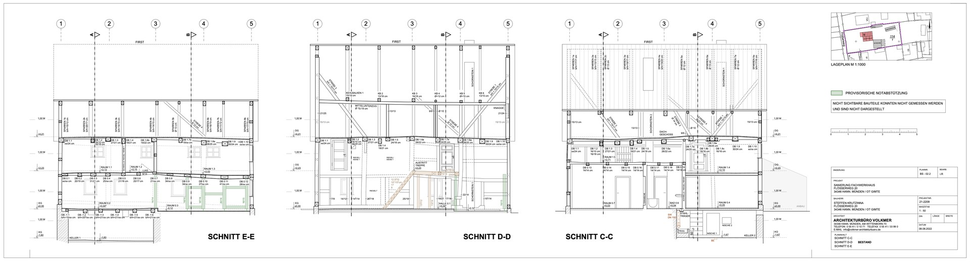 Wohnhaus Schnitte C,D