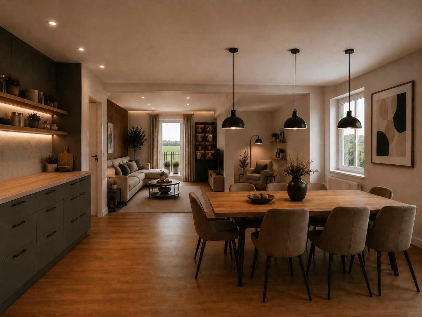 Visualisierung Wohnzimmer/ Küche