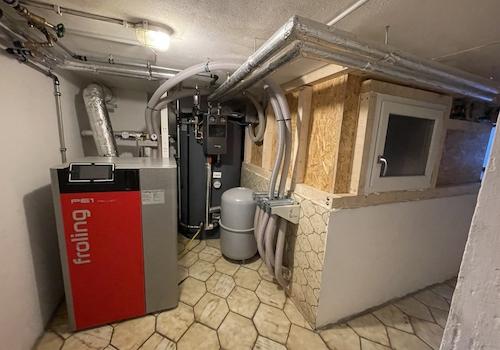 Pelletsheizung im Keller 