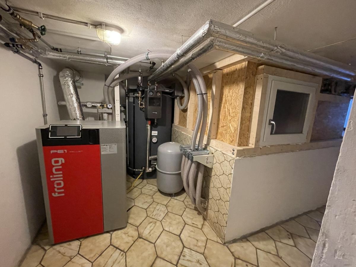 Pelletsheizung im Keller 