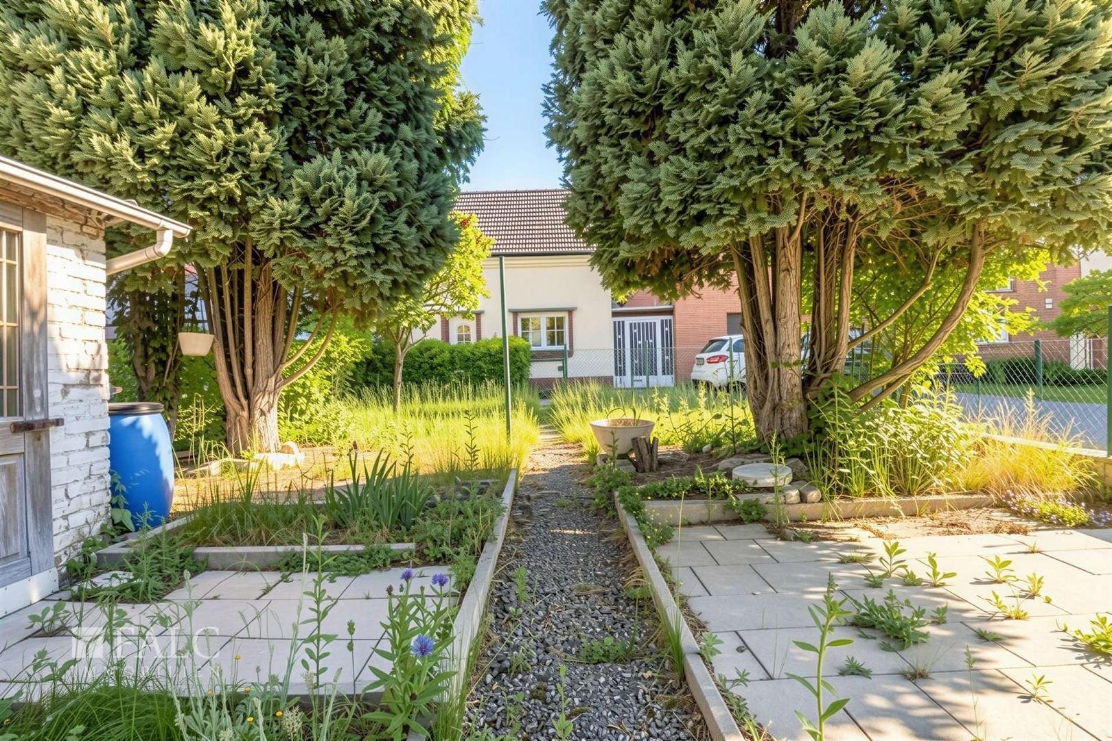 Garten mit Hausansicht - (KI generiert)