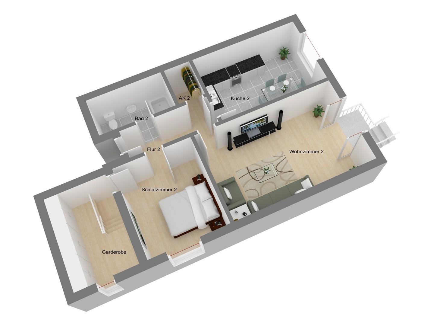 Grundriss Wohnung Nr. 2, EG