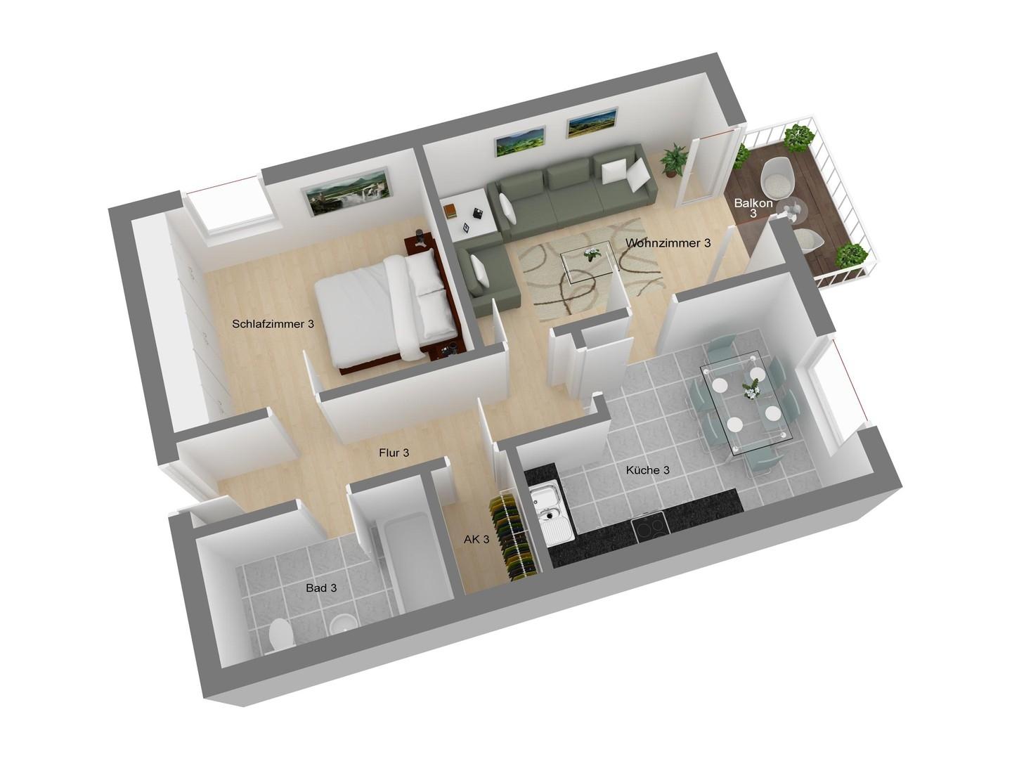 Grundriss Wohnung Nr. 3, OG