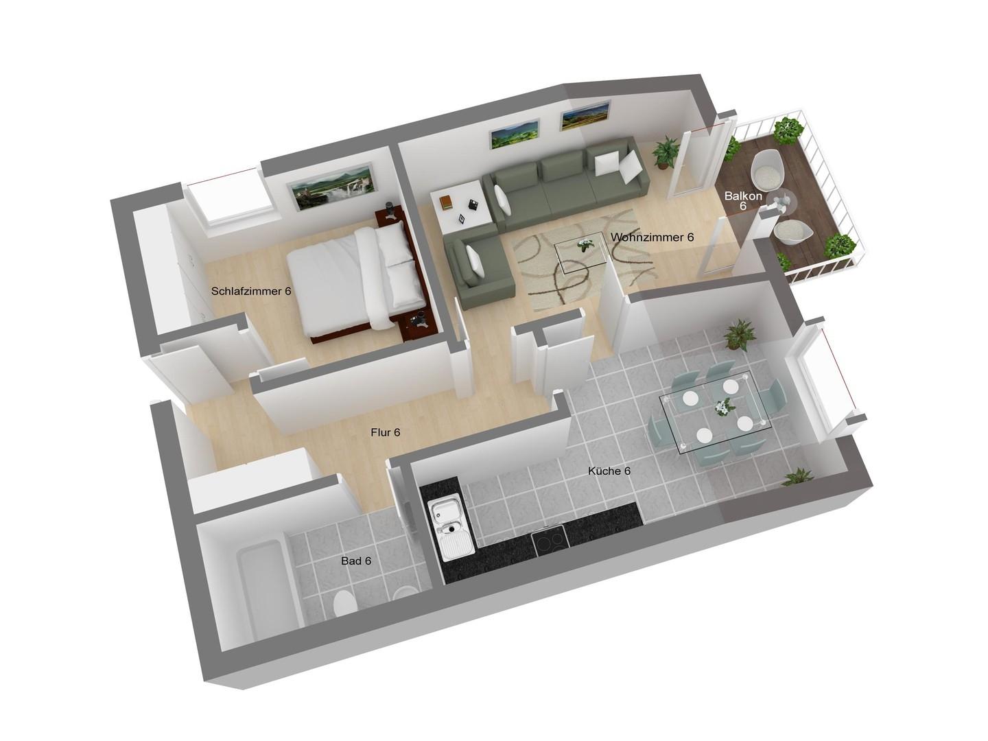 Grundriss Wohnung Nr. 6, DG