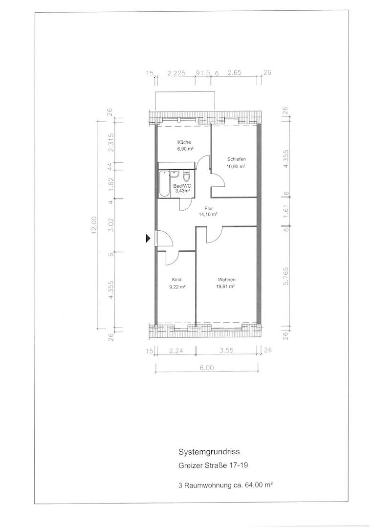 Grundriss mit Maßen